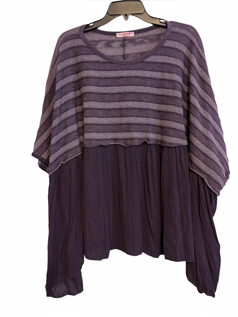 LiaBella mixed media plum colored flowy top